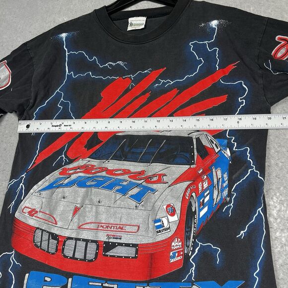 VTG 1995 Kyle Petty Coors Light 2-Sided AOP Graphic T-Shirt Thunder NASCAR Sz M - Picture 7 of 13